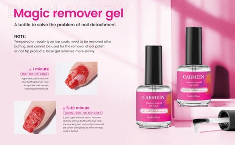 CARMEIN Gel Nail Polish Remover,Professional(2-pack), 15ml/0.5 fl oz, Liquid Formula, Paraben-free, For Natural and Long-lasting Gel Polish Removal for Nail.