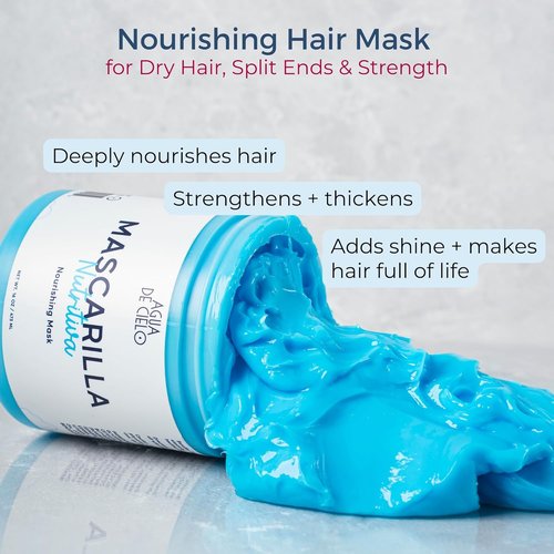 Agua de Cielo Nourishing Hair Mask - Deeply Hydrates Dry Hair & Split Ends with Argan Oil & Collagen - 16 Oz