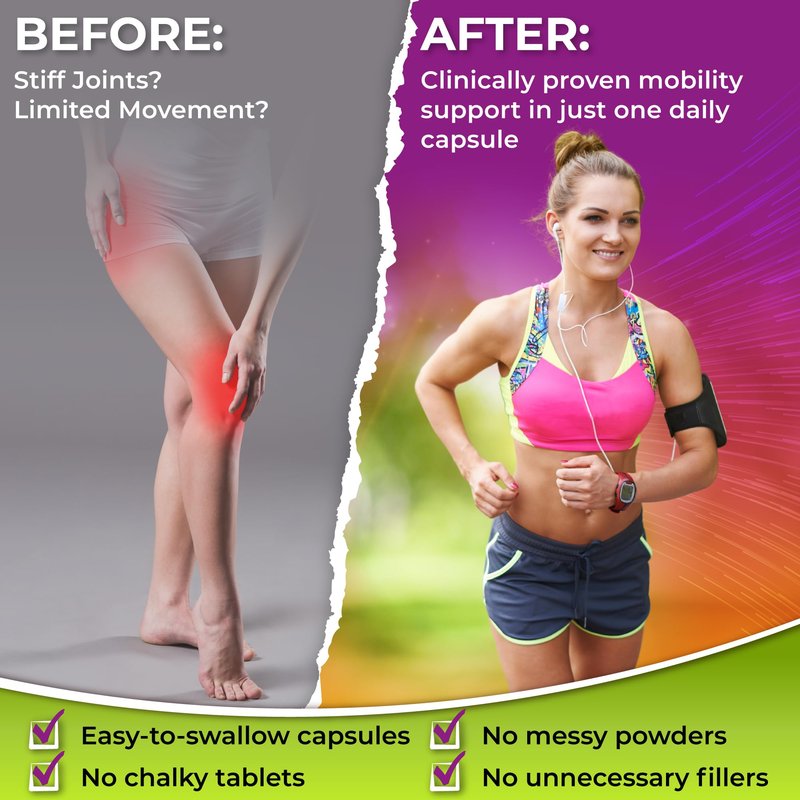 Joint Support Supplement with UC-II® & TamaFlex® – Undenatured Type II Collagen, Turmeric & Tamarind for Joint Health, Flexibility & Mobility – Natural Cartilage Support – Glucosamine-Free Capsules