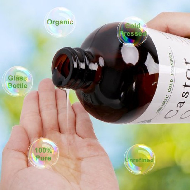 MAYLINK Castor Oil-Castor Oil Organic Cold Pressed Unrefined Glass Bottle-Organic Certified 100% Pure Castor Oil,Hexane Free,Organic Castor Oil for Face,Hair Growth,Eyelashes,Caster 16.91fl.oz/500ml
