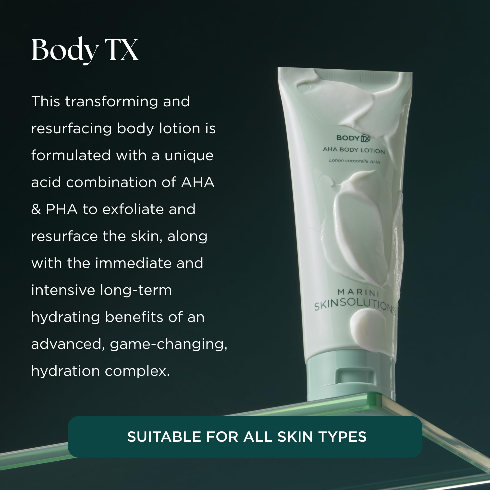 Marini SkinSolutions BodyTX - AHA & PHA Body Lotion with Glycolic Acid & Shea Butter - Exfoliates Skin & Provides Long-Lasting Hydration - Cruelty Free - Made in the USA - 4 fl oz