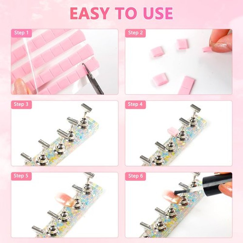 ANGNYA 2 Sets Nail Stand for Press on Nails Display, Magnetic Press on Nail Stand with 96 PCS Reusable Adhesive Putty, Nail Tips Practice Painting Holder for DIY Nail Art Tools