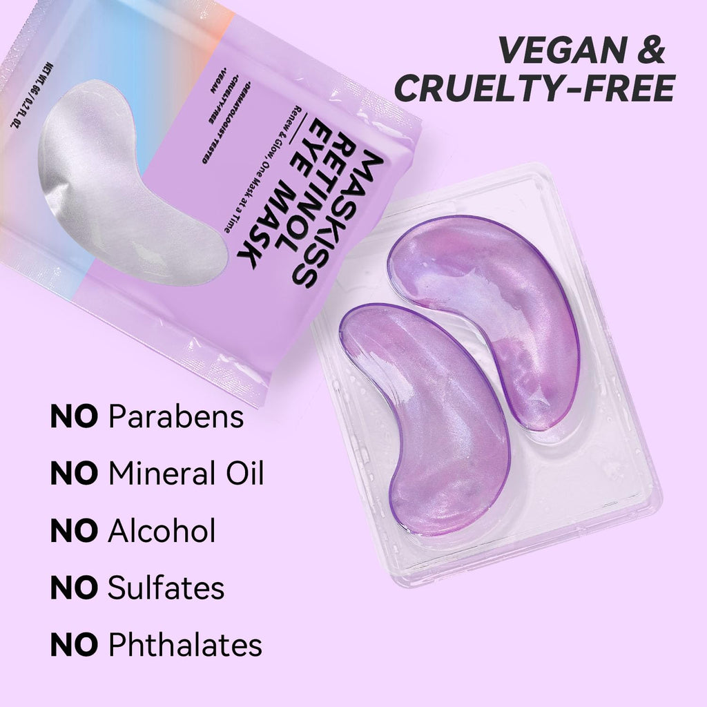 Maskiss Retinol Under Eye Patches (24 Pairs), Purple Eye Masks for Dark Circles, Puffy Eyes & Wrinkles, Firming Collagen Eye Patches, Vegan Cruelty-Free Skincare Gifts for Women