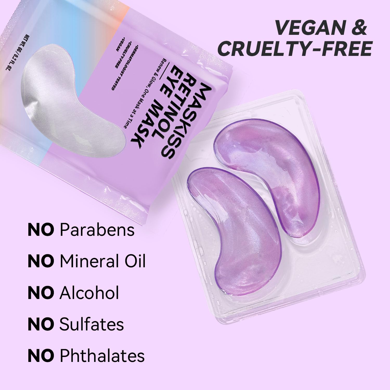 Maskiss Retinol Under Eye Patches (24 Pairs), Purple Eye Masks for Dark Circles, Puffy Eyes & Wrinkles, Firming Collagen Eye Patches, Vegan Cruelty-Free Skincare Gifts for Women