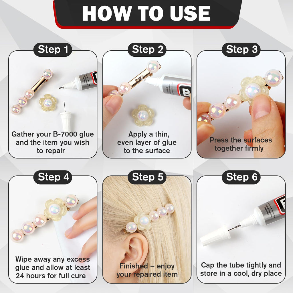B-7000 Glue Clear with Precision Tip, 15ml 24 Pack Multi-Function Craft Adhesive, Waterproof Strong Bond Glue for Jewelry Making, Rhinestones, Bedazzling, Crafts, Shoes, Fabric, Phone Repair