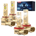 PERPOTAO 9005/HB3 H11/H8/H9 Head Light Bulbs Combo, 70000LM 800% Brighter, 60000H Lifespan, 6000K White, 1:1 Mini Size, IP68 Waterproof, Plug & Play, 4-Pack