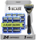 SWIPE Premium Men's 6-Blade Razor Kit (Flex Head Handle + 24 Refills) (No Trimmer)