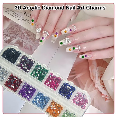 8 Boxes 3D Nail Charms Kit Rhinestones Colorful Crystals Clear Multi Shape Half Round Pearls Butterfly Diamond White Pink Craft Supplies DIY Accessories