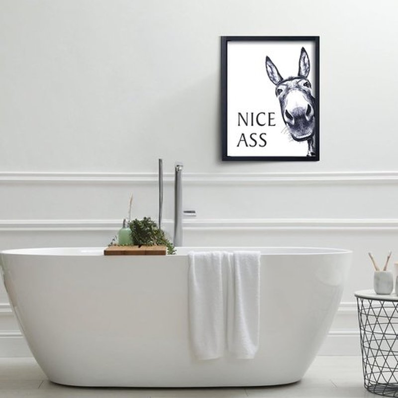 HKBS Framed Bathroom Wall Art - Funny Donkey Decor Sign | Vintage Farmhouse Design (14" L x 11" W)