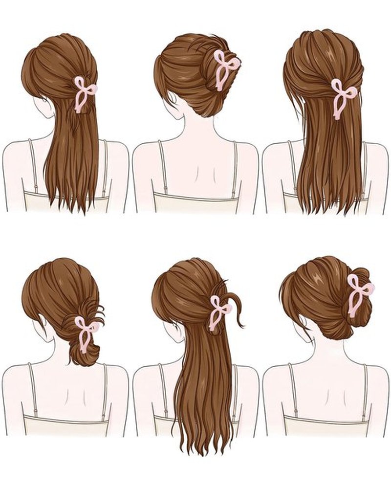 Mesovor 4 Pack Elegant Bow Hair Claw Clips, Nonslip 4.3" Large Hair Grip Hairclips for Thin and Thick | Acrylic Hair Strong Hold Hair Jaw Clamps (Mermaid Stripes)