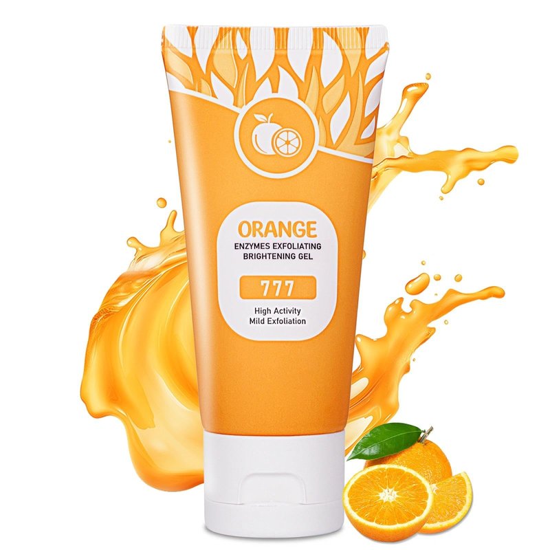 Orange Exfoliating Gel Scrub - Natural Orange Peeling Gel for Face and Body, Gentle Facial Exfoliator, Deep Cleansing Face Scrub for All Skin Types