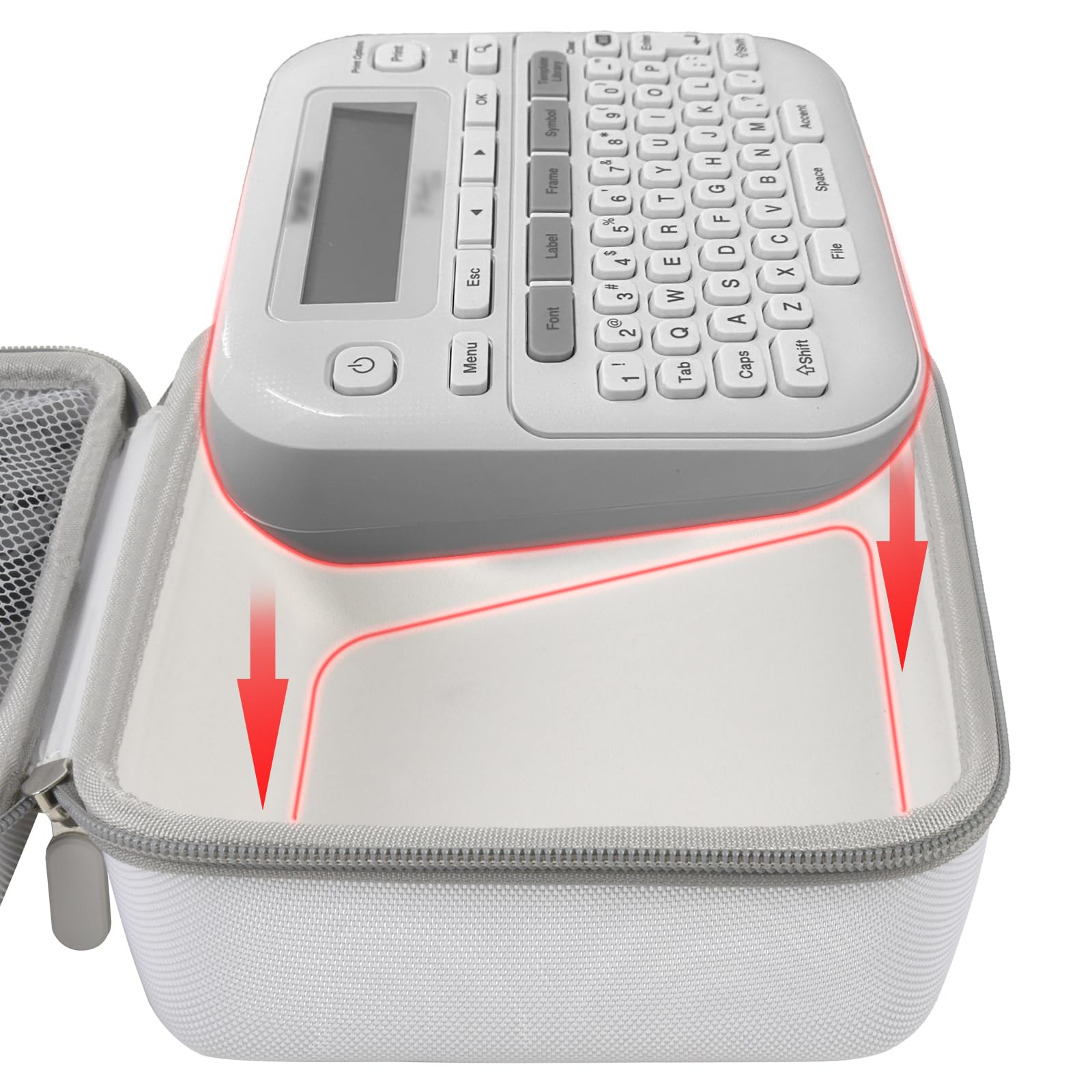 Case Compatible with Brother P-Touch PTD220 210 Home/Office Everyday Label Maker, Storage Holder Carrying Organizer for Label Tapes, AC Adapter, Charging Cables (Box Only) - White