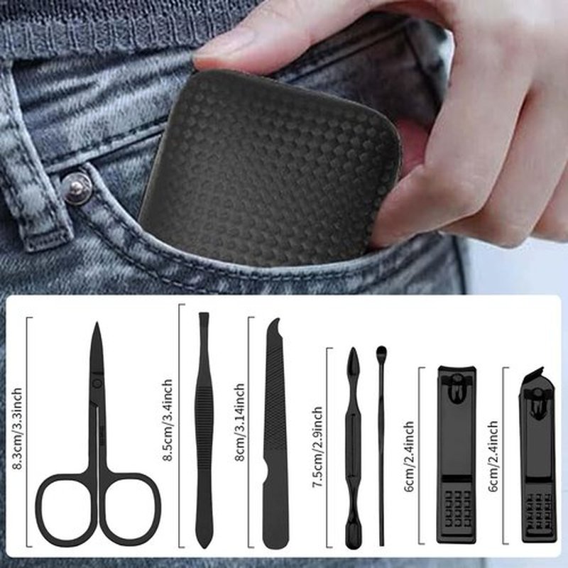 Manicure Set 7 PCS Nail Clippers Kit, Bafezoze Mens Grooming Kit, Initial Christmas Stocking Stuffers for Men Boys Letter J