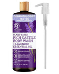 Dr. Jacobs Naturals Castile Lavender All-Natural Body Wash for Moisturizing Dry and Sensitive Skin with Plant-Based Ingredients with Pump - 32 Ounce