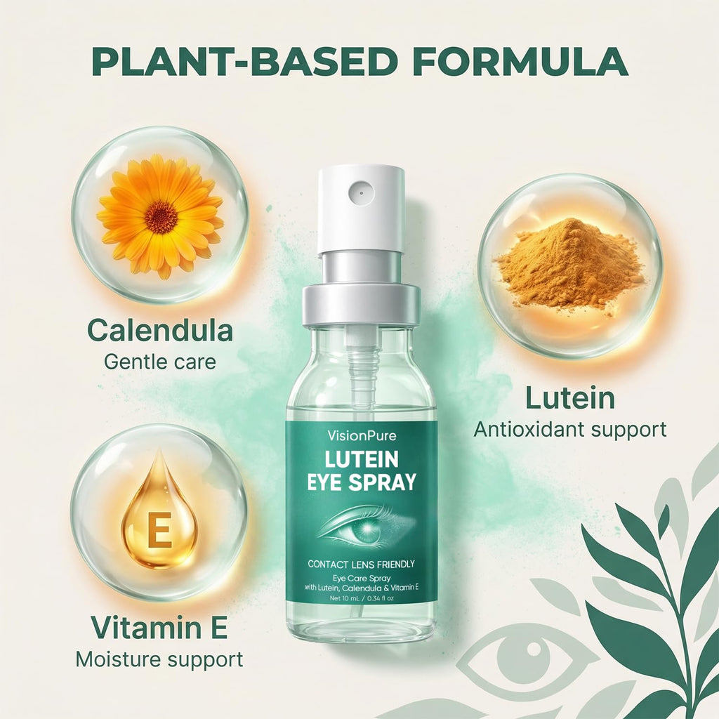 VisionPure Lutein Eye Spray, Gentle Eyelid Cleanser | Eye Formula with Calendula, Lutein, Vitamin E, 10 mL