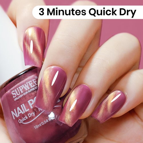 SUPWEE Magnetic Nail Polish Non Gel Cat Eye Nail Polish Quick Dry, Fast Drying Fingernail Lacquer, Air Drying, Chip Resistant, Vegan, Long Lasting, Large Capacity 16ml/0.54fl oz