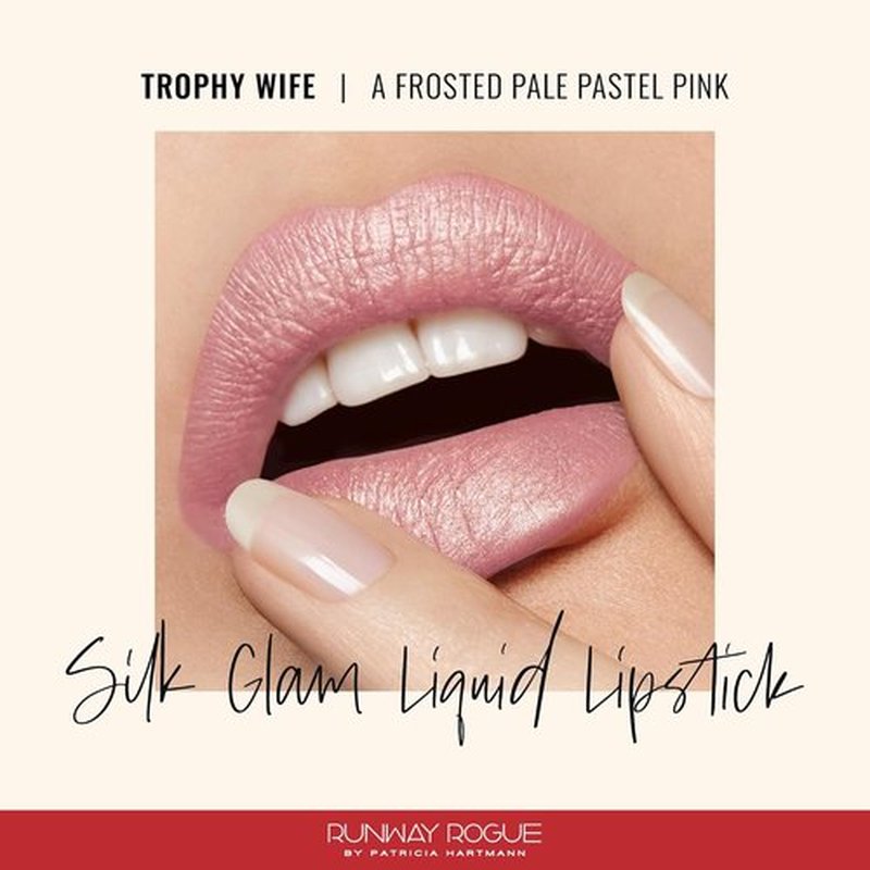 Runway Rogue Silk Glam Liquid Lipstick - Long-Lasting Frosted Pale Pink Shade | ‘Trophy Wife’