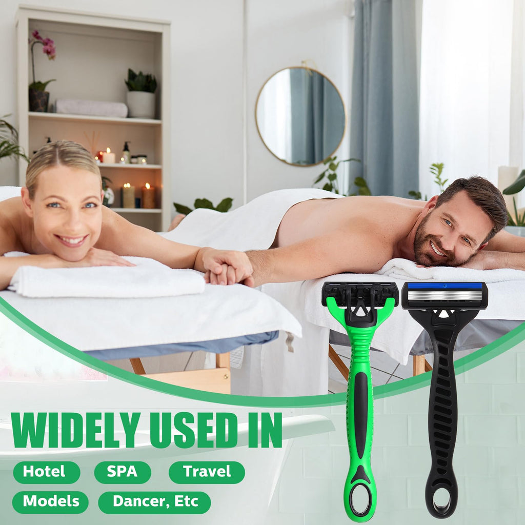 Wovnet 12 Pcs Mens Disposable Razors Bulk 3 Blade Sensitive Head Shaving Razors for Men Travel Hotel Spa Christmas Party Gift