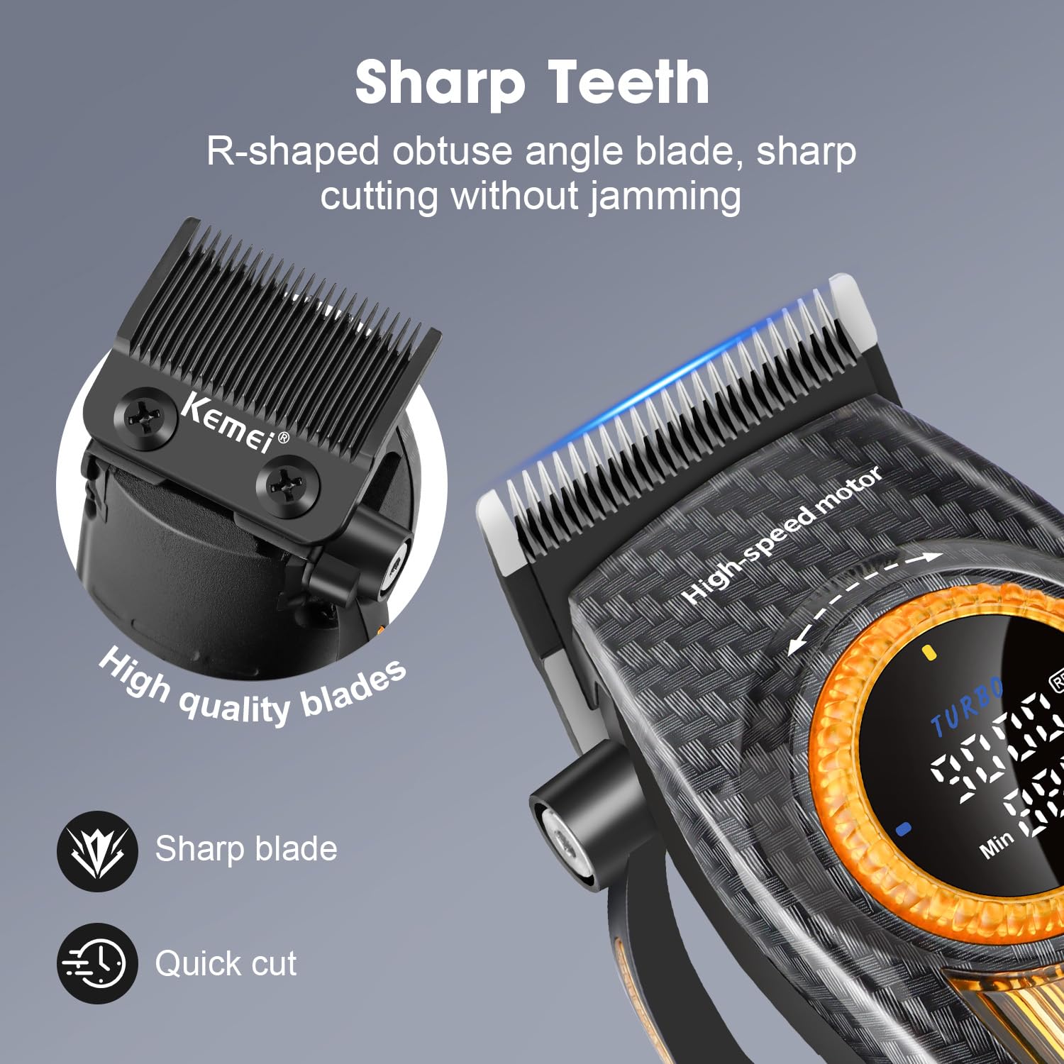 KEMEI Professional Hair Clippers for Men, Clippers for Hair Cutting, Barber Clippers, Cordless Rechargeable Hair Clipper, Haircut Clippers, Hair Cutting Tools, LED Display, Gifts for Men