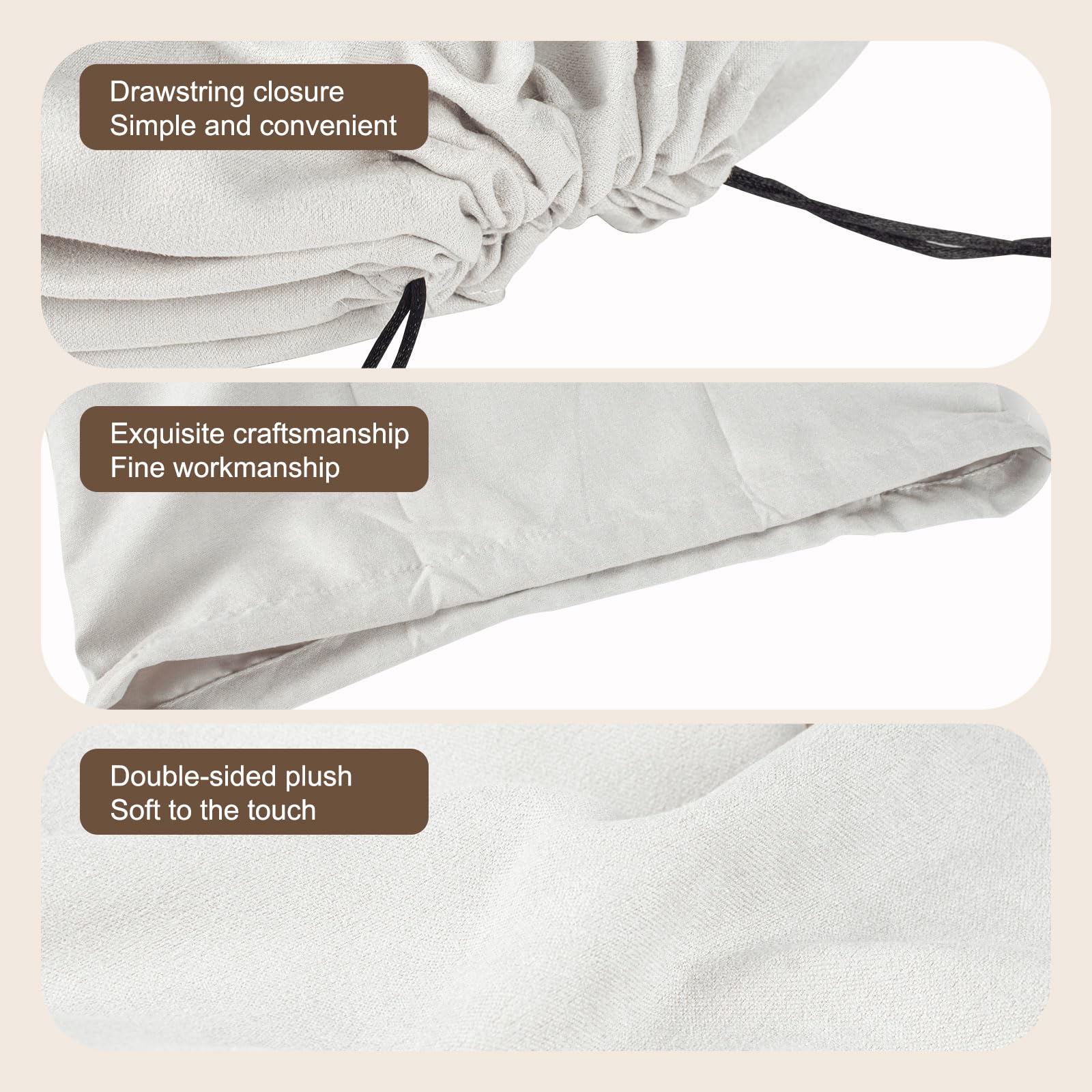 Etenpo 5PCS Dust Bags for Handbags, Purse Dust Bags, Silk Cloth Bag With Drawstring Large Storage Pouch for Handbag Purse Shoes Boots(Assorted Sizes, Beige)