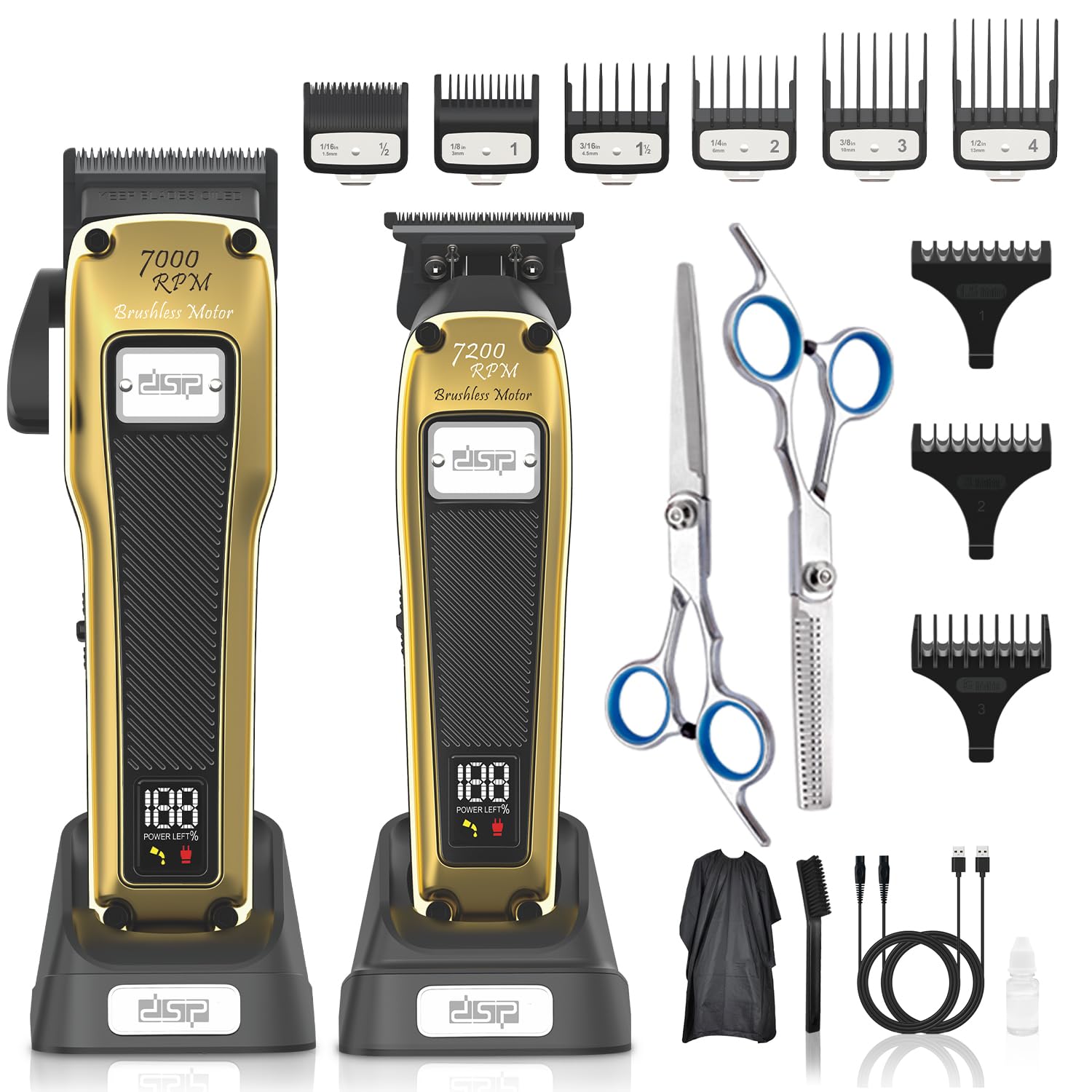 DSP Professional Beard Trimmer for Men, Cordless Trimmer Barber, BLDC Motor & DLC Coated Blade, Bald Head Clipper for Men