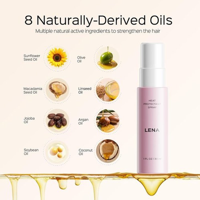 LENA HAIR Heat Protectant Spray - 450°F Protection for All Hair Types | 2-Pack, 1 fl oz Each, Rose Dawn Scent