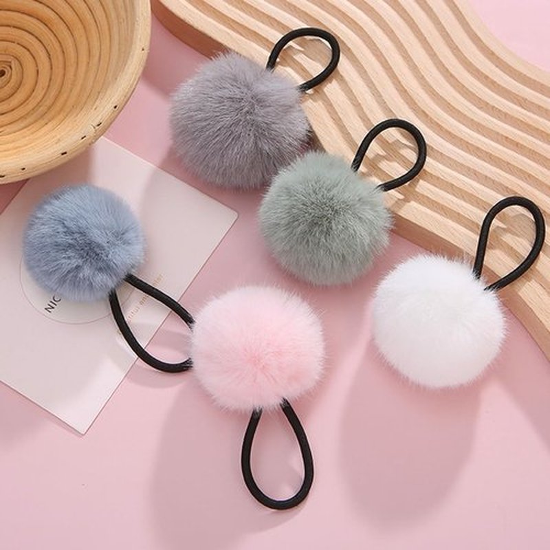BlueZOO 16Pcs Pom Pom Hair Ties Big Fluffy Ball Scrunchies for Women Girls Teens Kids, Very Stretchy Thick Hair Bands No Damage No Pull Pigtail Ponytail Holders, 16 Colors, 1.5inch Diameter Ropes