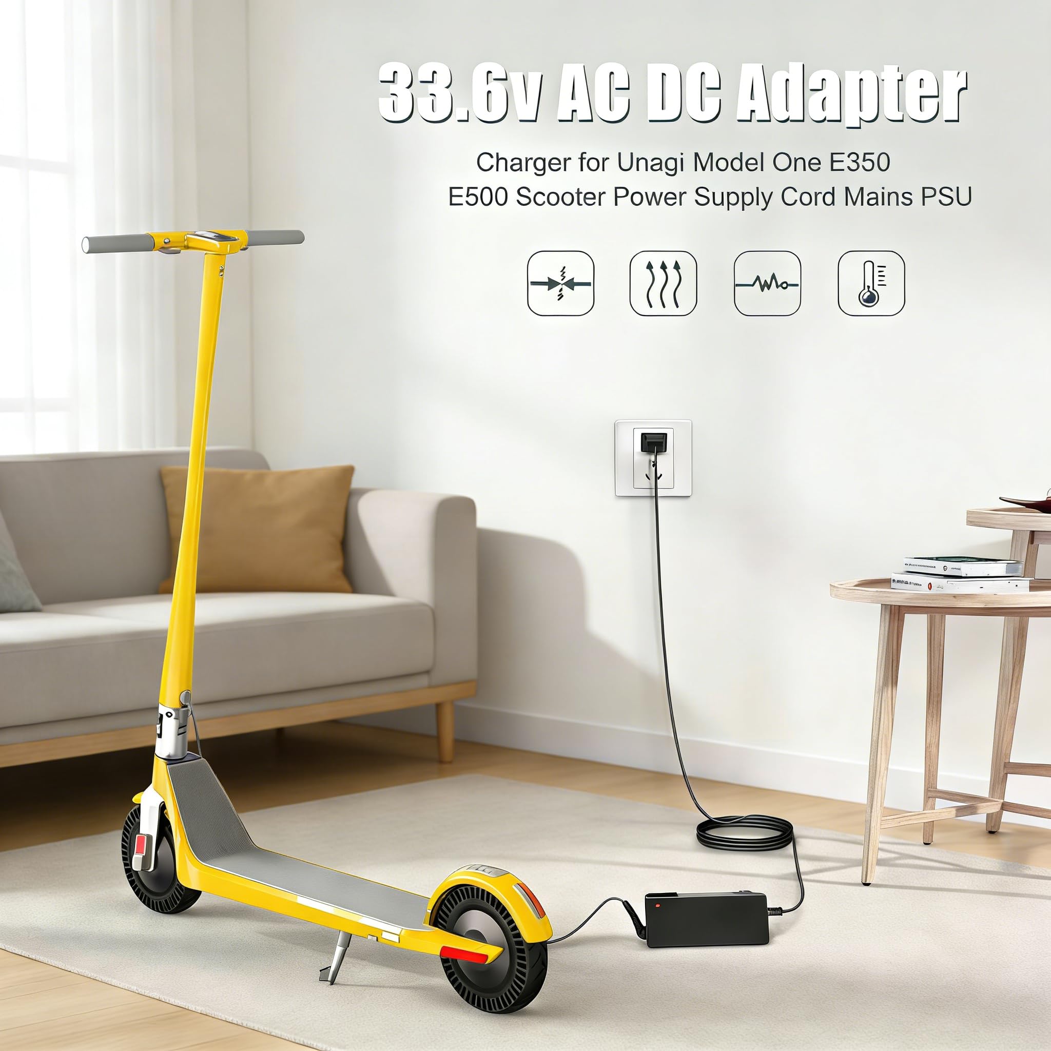 Szchxsdz 33.6V 2A Adapter Charger Compatible with Unagi Model One E350 E500 Scooter Power Supply Cord