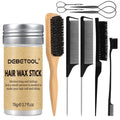DEBETOOL 10-Piece Slick Back Hair Brush Set - Boar Bristle Hair Styling Tools Kit with Edge Brush & Wax Stick for Men Women, Kid