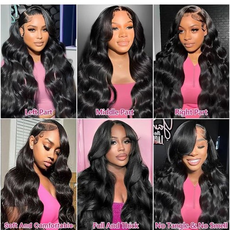 Tasumla Body Wave Lace Front Wigs Human Hair 200 Density 13x6 HD Lace Frontal Wigs Pre Plucked Glueless Brazilian Virgin Human Wig with Baby Hair Body Wave wigs for Women Natural Black 24 INCH