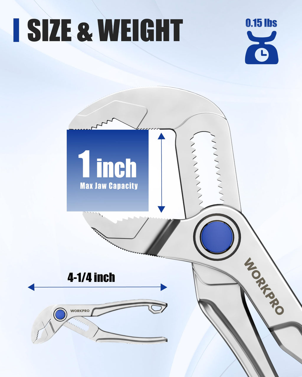 WORKPRO Mini Water Pump Pliers, 4-Inch Groove Joint Pliers for Tight Spaces