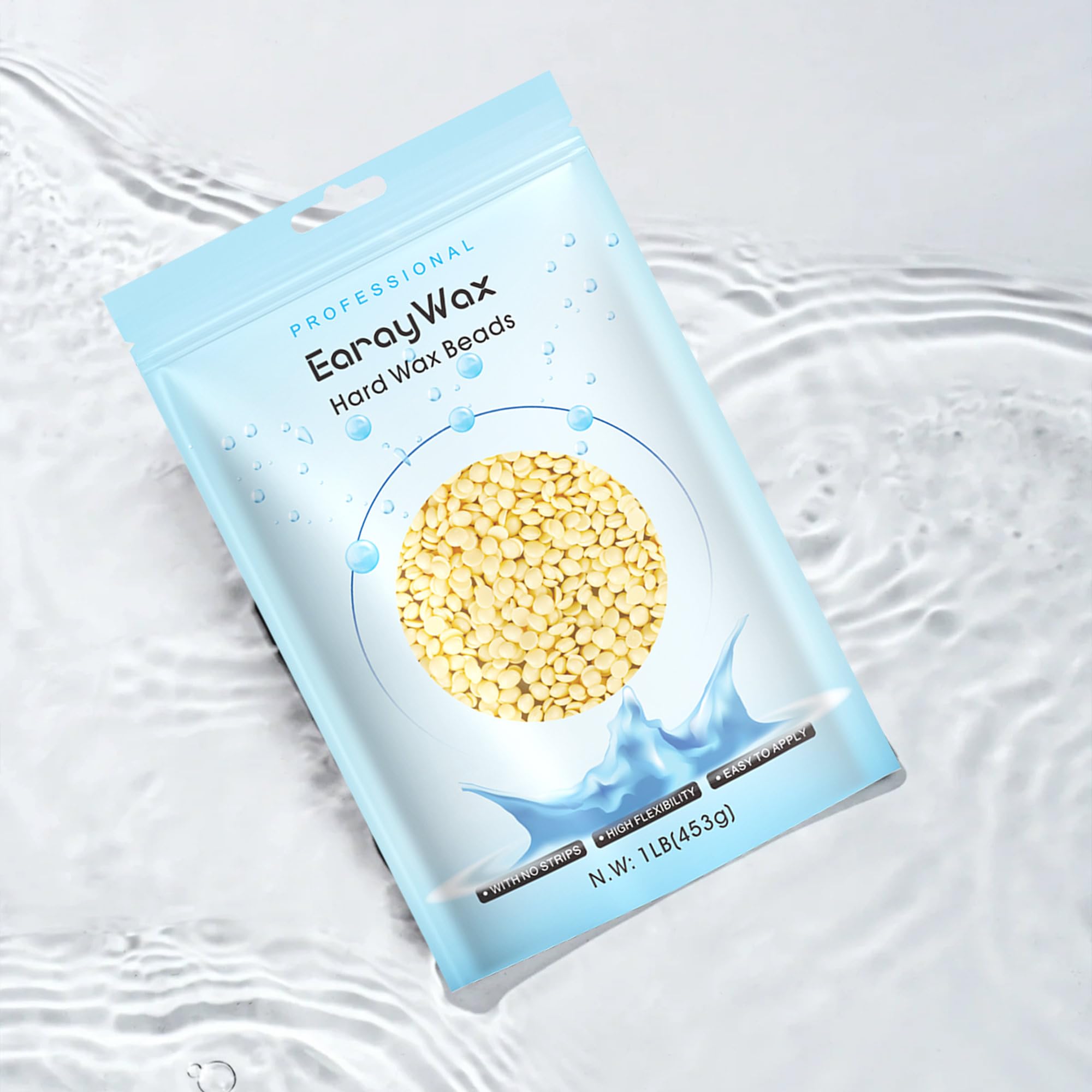 EARAYWAX Hard Wax Beads, 1lb, for Hair Removal, Refill Wax Beans for Sensitive Skin, At-Home Waxing for Women and Men
