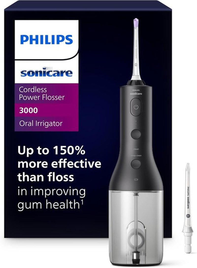 Philips Sonicare Cordless Power Flosser 3000 - Innovative Water Flosser with Quad Stream Technology, Black