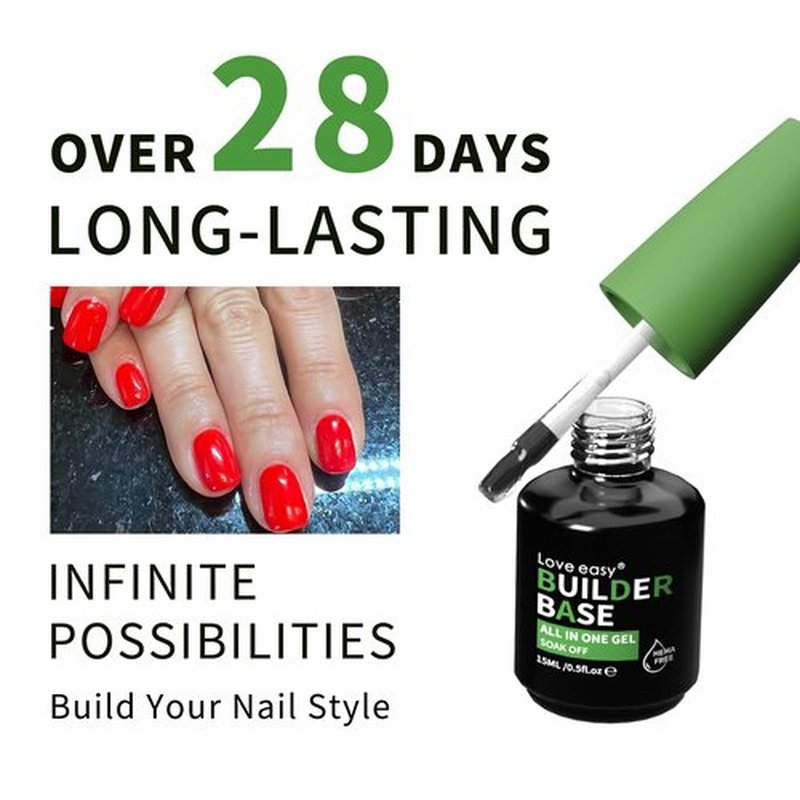 Love easy Hema Free Builder Gel - Hypoallergenic Strong Base Coat | Long-Lasting Adhesion (30+ Days) for Professional Nails Gift for Women