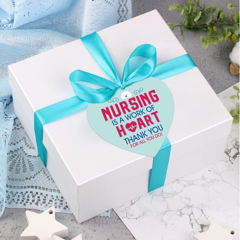 Nurse Week Gift Tags with String - 50PCS Nurse Thank You Tags Nurses Appreciation Tag Thank You for All You Do Gift Tag Heart Design Tag for Nurses Week Decoration