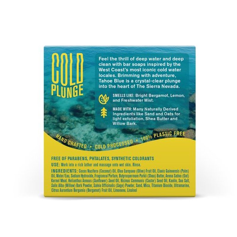 Every Man Jack Cold Plunge Mens Bar Soap - Tahoe Blue Scent with notes of Bergamot, Lemon, Freshwater Mist - Deeply Cleans, Hydrates with Naturally Derived Ingredients and Medium Grit - 5oz (2 Pack)
