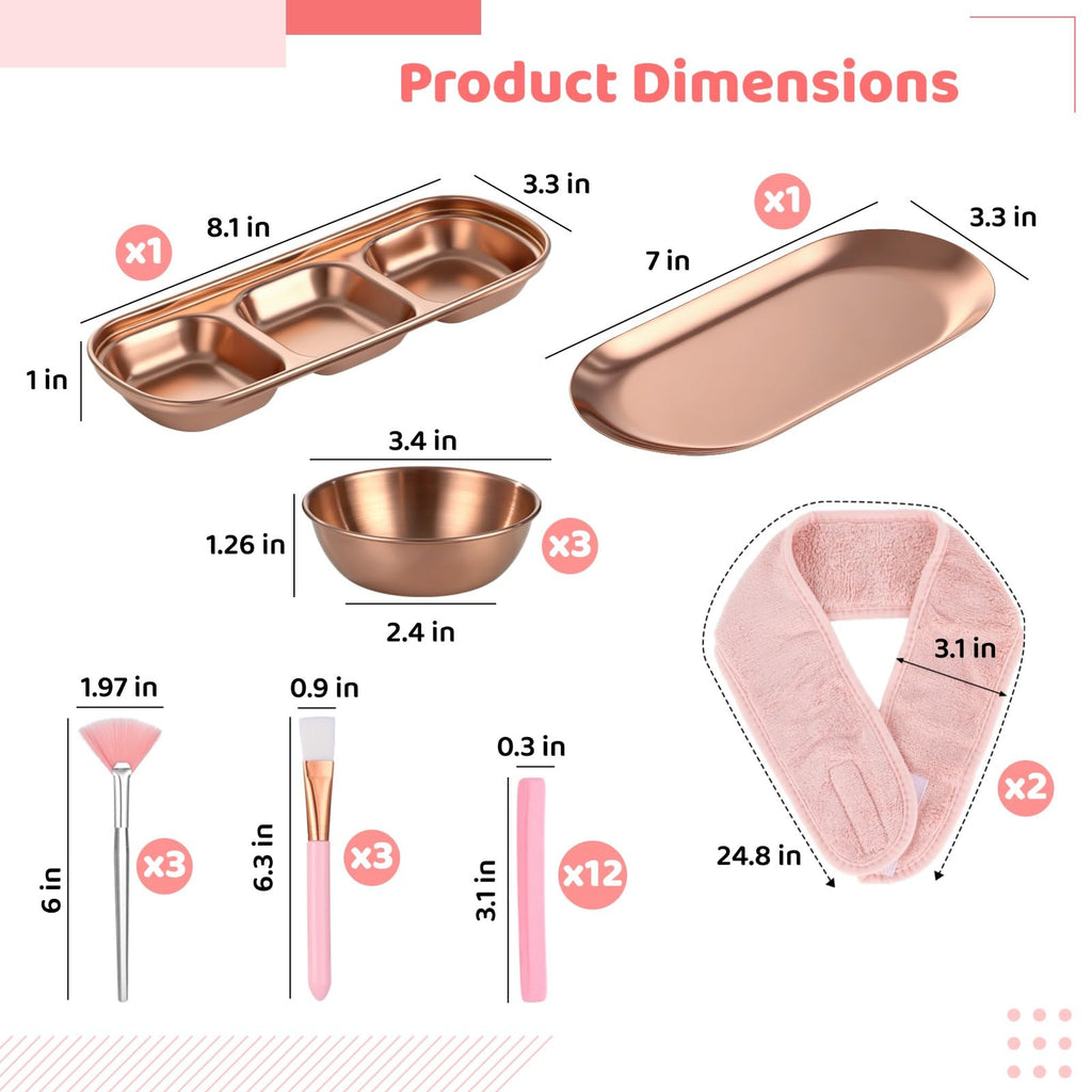 25 Pcs Facial Kits for Women, Rose Gold Facial Supplies for Esthetician