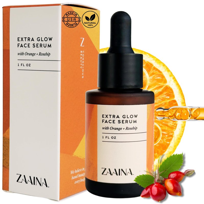 ZAAINA Extra Glow Face Serum - Natural Hydrating Glow Face Oil, Moisturizing Lightweight Oil for Dry, Dull & Sensitive Skin, Ayurvedic Moisturizer & Natural Primer for Makeup for all Skin Types - 1 oz