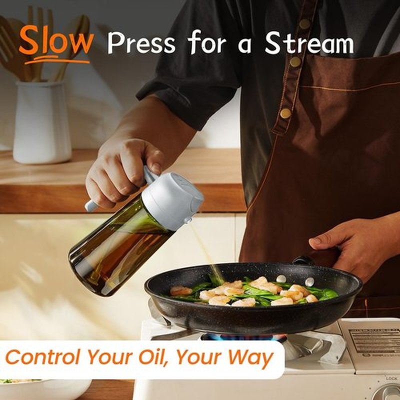 TrendPlain - Olive Oil Dispenser Bottle | 16oz Kitchen Gadget & Air Fryer Accessory - Ash Color