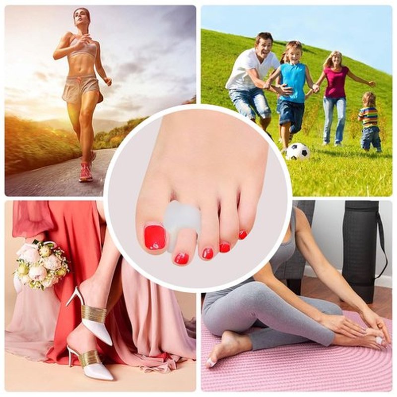 Gel Toe Separators for Overlapping Toes, Bunions, Big Toe Alignment, Corrector and Spacer， Preventing Rubbing & Relieve Pressure - 4 Pack (White)