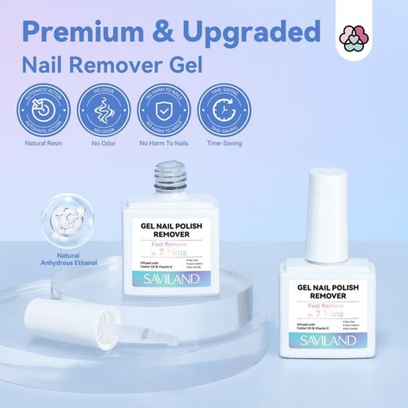 SAVILAND Gel Nail Polish Remover with Tools: 2PCS Gel Polish Remover for Nails No Need Soaking or Wrapping 30ml Gels Nail Remover Quick & Easy Removal in 2-3 min for Home Nails Art DIY