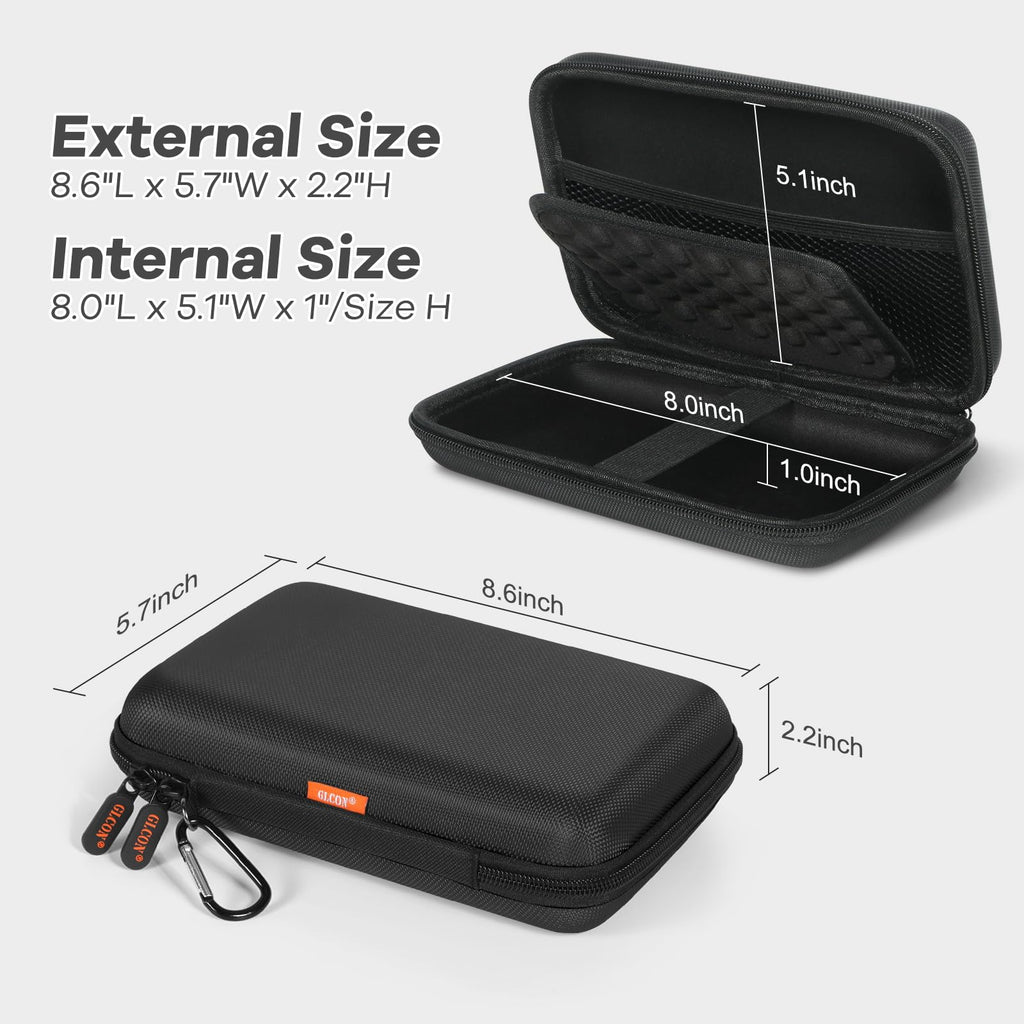 Shockproof Hard Shell Carrying Case for GPS, External Hard Drive, Power Bank, Charger, Cable, Heart Monitor, Cell Phone, Electronic Accessories - Larger Capacity Storage Pouch Travel Bag