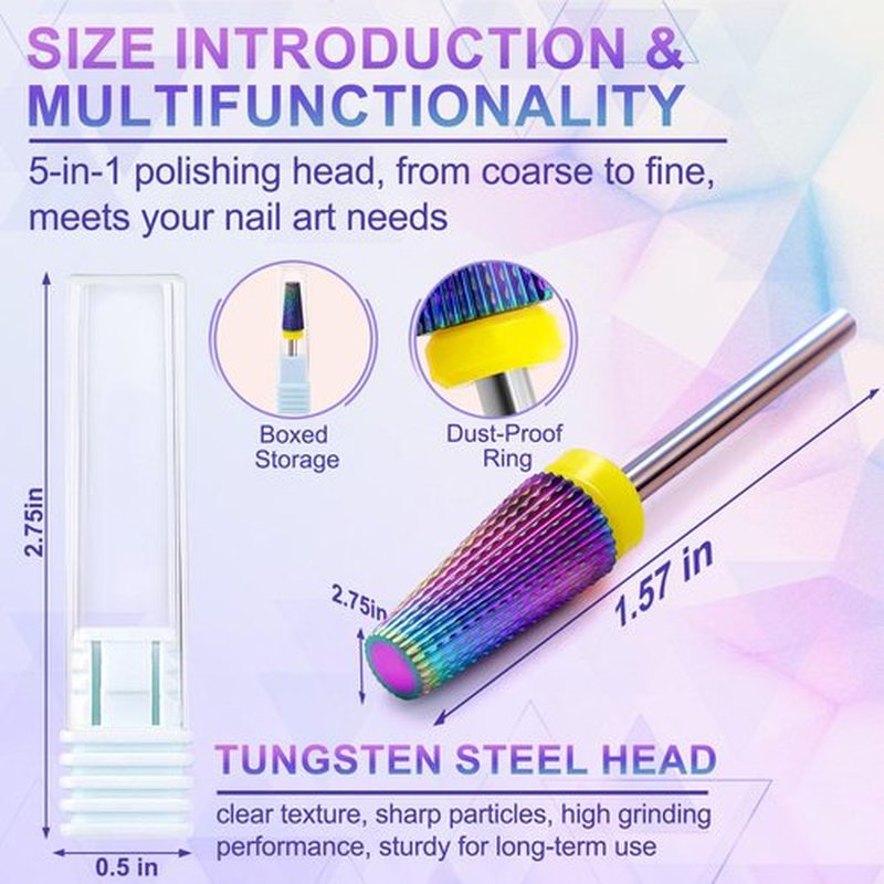 FANTEXY 3/32" Carbide Nail Drill Bit, Color Coated Gel Polish Remover Drills Bit, Tungsten Drill Bits Set Nail File, Nails Tech Supplies, for Manicure Pedicure Cuticle Gel Polishing (Extra Fine - XF)