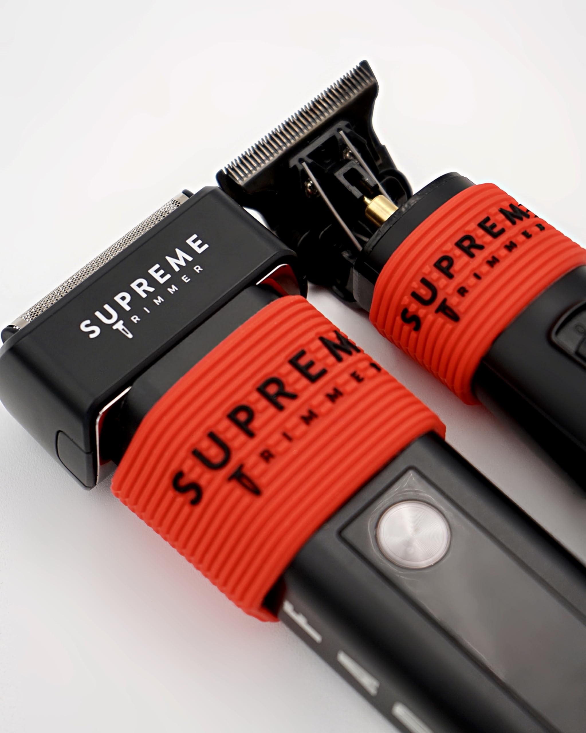 Clipper Grip SGR50 Professional Barber Grippers by Supreme Trimmer | 5 Piece Non-Slip Clipper Grips, Barber Sleeve for Clipper, Trimmer & Shaver | Red