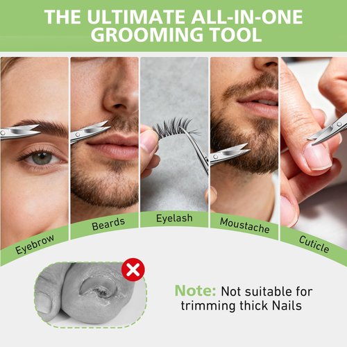 BALUCA Professional Curved Nail Scissors - 3.5" Precision Cuticle & Toenail Scissor for Women & Men, Grooming Scissors for Eyebrow & Mustache with Travel Case