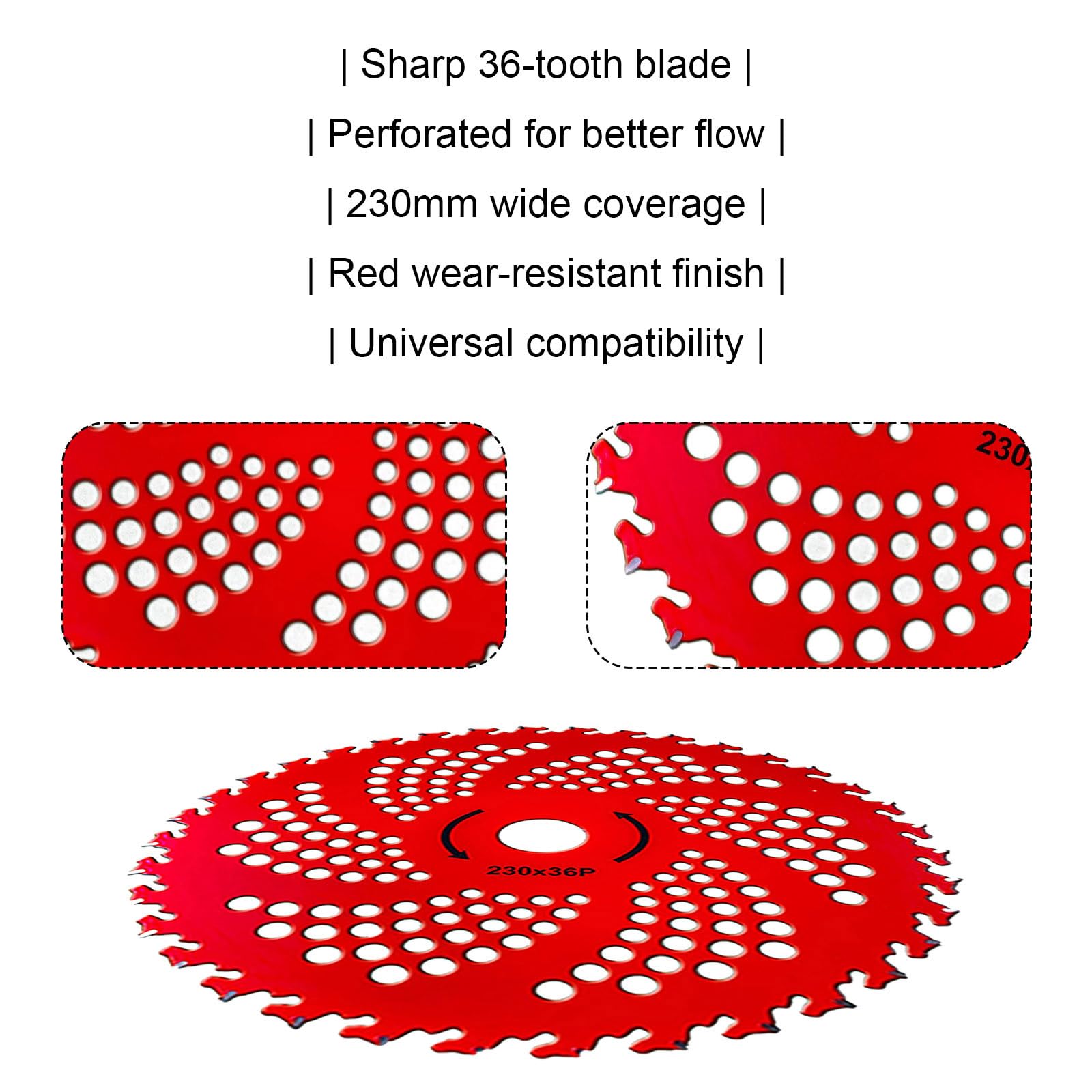 GOROBU Steel Trimmer Head with 6 Blade Razors and 36 Teeth Brush Cutter Blade, 65Mn Steel, Adapter Kits Included for for Many Stihl Husqvarna Sears Echo Poluan Redmax Shindaiwa