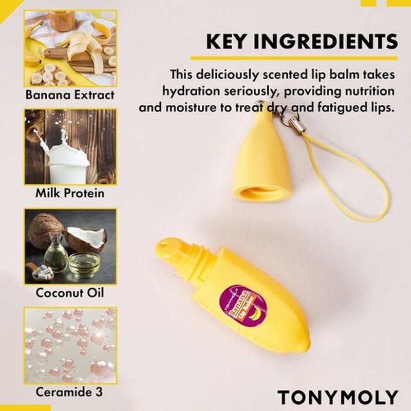 TONYMOLY Magic Food Banana Lip Balm - Hydrating Korean Lip Care with Shea Butter & Vitamin E | Travel Size