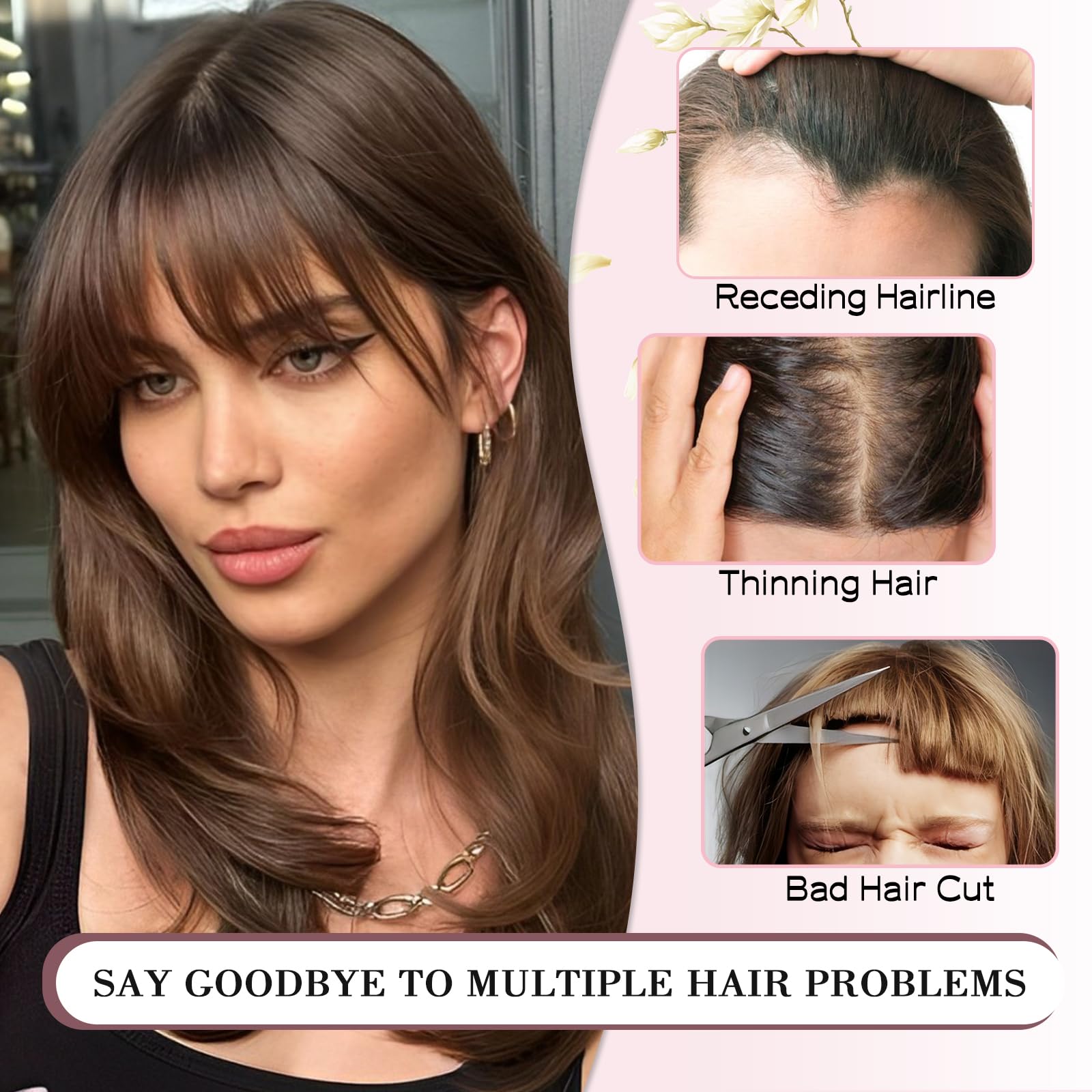 Wodelanle Clip in Bangs,Natural Fake Bangs Hair Clip,Light Blonde Mix Bleach Blonde French Bangs Fringe with Temples Hairpieces for Women Bangs Hair Extenisons for Daily Wear