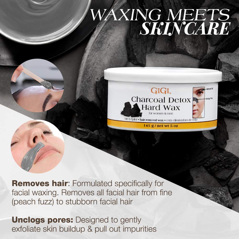 GiGi Charcoal Detox Hard Wax for Hair Removal, Face & Body, 5 oz