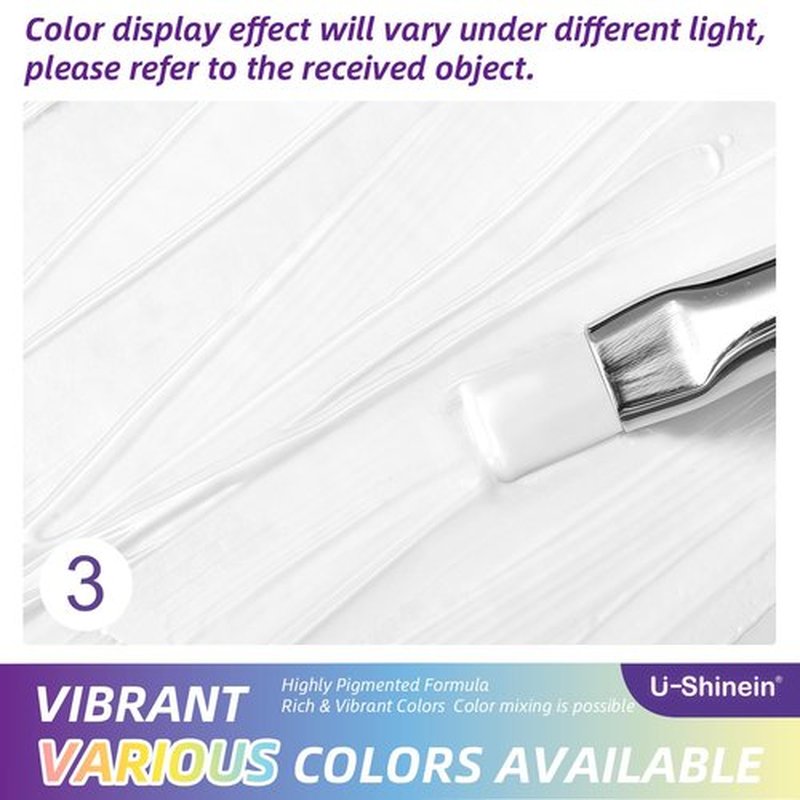 U-Shinein Ombre Gel Nail Polish Set,Colorful Painting Nail Gel with 50Pcs Nail Sponges & 4 Claws Metal Grabber for DIY Nail Art #03 White
